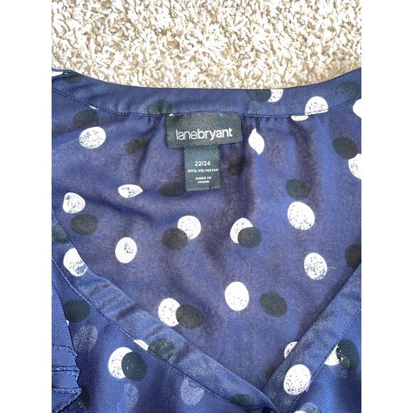 Lane Bryant Polka Dot Ruffle Blouse **. - Picture 2 of 4
